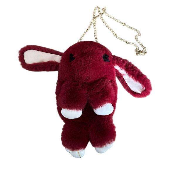 Red Rabbit Fuzzy Purse, Stuffed Animal Girls - Picture 1 of 5